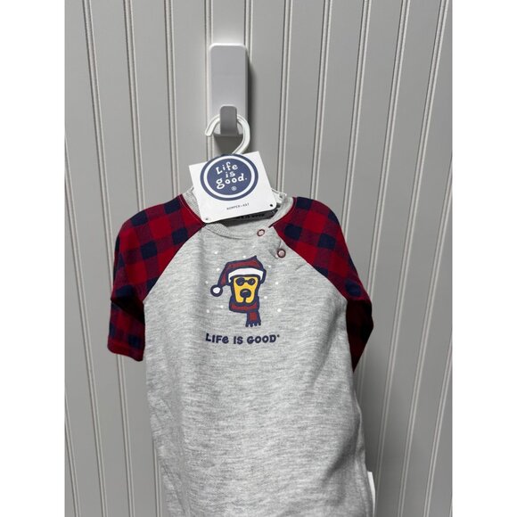 Life is Good Dog Christmas Romper Hat Set Bodysuit Unisex Infant Size 0-3mo - Picture 2 of 6